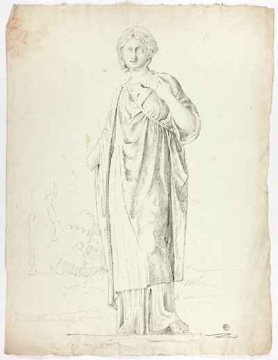 Antike Statue einer stehenden, drapierten Frau von John Downman
