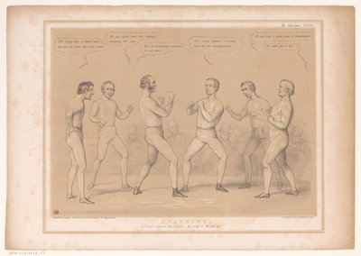Karikatur mit Lord Bentinck und Lord Lyndhurst in einem Boxkampf von John Doyle