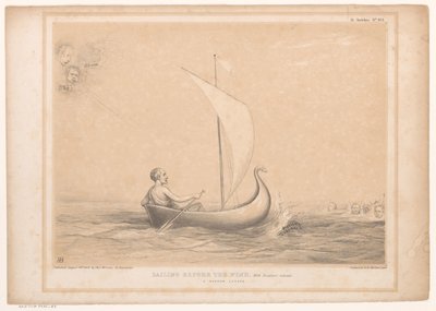 Spotprent mit Lord Russell in einem Segelboot von John Doyle