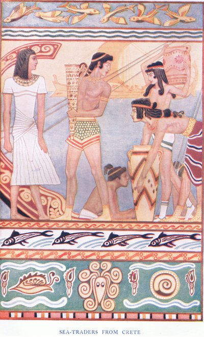 Seehändler aus Kreta, Illustration aus Mythen von Kreta und vorhellenischem Europa, veröffentlicht von der Gresham Publishing Company Limited, 1920er Jahre von John Duncan