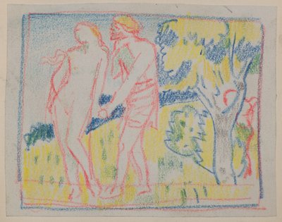 Ohne Titel [Männliche und weibliche Figur in einer Landschaft] von John Duncan