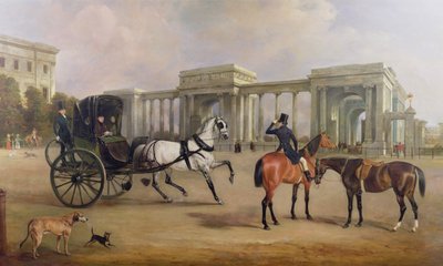 Mr. Massey Stanley mit Cabriolet und Pferden am Hyde Park Corner, 1833 von John E. Ferneley