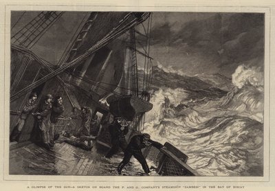 Ein Blick auf die Sonne, eine Skizze an Bord des Dampfschiffs Zambesi der P und O Company in der Biskaya von John Evan Hodgson