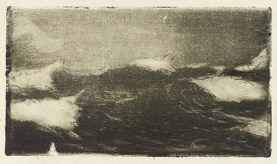 Meereslandschaft - grau-schwarze Wellen 1, 20. Jahrhundert von John Everett