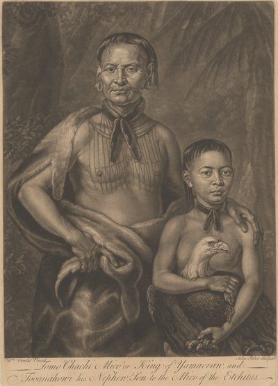 Tomo Chachi Mico, oder König von Yamacraw, und Tooanahowi [sic], sein Neffe von John Faber the younger