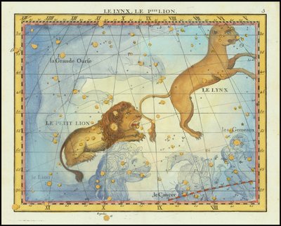 Sternkarte des Sternbilds Löwe von 1776, aus Fortins Atlas Celeste de Flamsteed von John Flamsteed