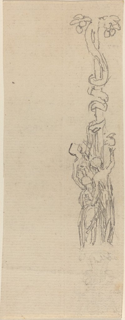 Entwurf für einen Kandelaber, der die drei Grazien darstellt, die die Äpfel der Hesperiden sammeln von John Flaxman