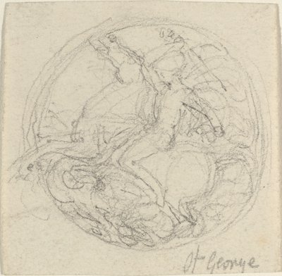 Entwurf für eine Medaille, die den heiligen Georg und den Drachen darstellt von John Flaxman