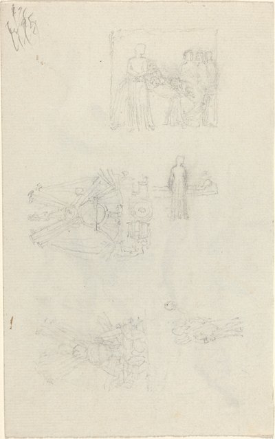 Studien eines Krankenbetts und Dekorationen für die Fassade des Buckingham Palace (recto und verso) von John Flaxman
