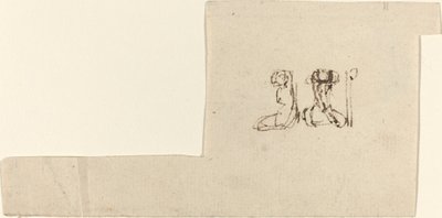 Zwei sitzende weibliche Figuren mit erhobenen Armen von John Flaxman