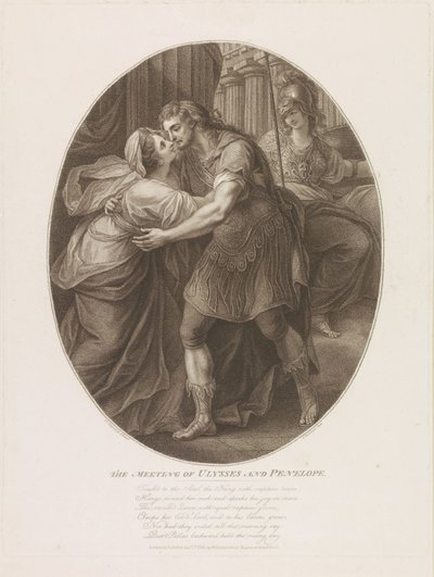 Das Treffen von Odysseus und Penelope, graviert von Francesco Bartolozzi von John Francis Rigaud