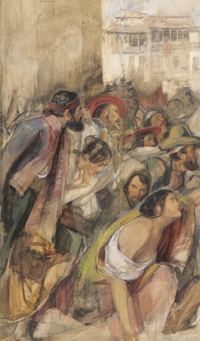 Studie zur Proklamation von Don Carlos, ca. 1834-28 von John Frederick Lewis