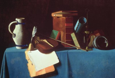 Tischplatte mit Geige von John Frederick Peto