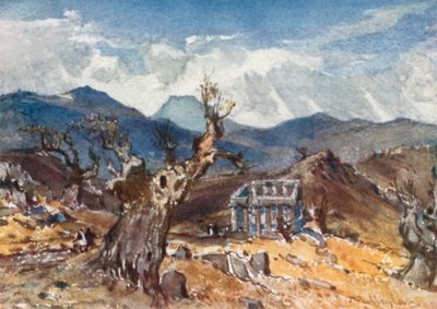 Der Tempel des Apollo in Bassae in Arkadien, mit Fernblick auf den Berg Ithome von John Fulleylove