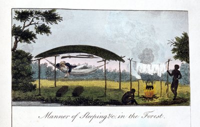 Art des Schlafens im Wald, 1813 von John Gabriel Stedman