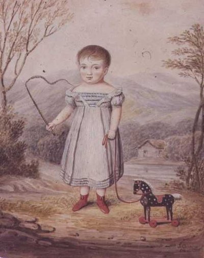 Mädchen mit einem Spielzeugpferd von John Gadsby Chapman