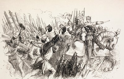 Die Streitkräfte von König Heinrich bei der Belagerung von Harfleur, Frankreich, 1890 von John Gilbert