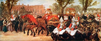 Der Prinz und die Prinzessin von Wales auf dem Weg zum Empfang der Königin von John Gilbert