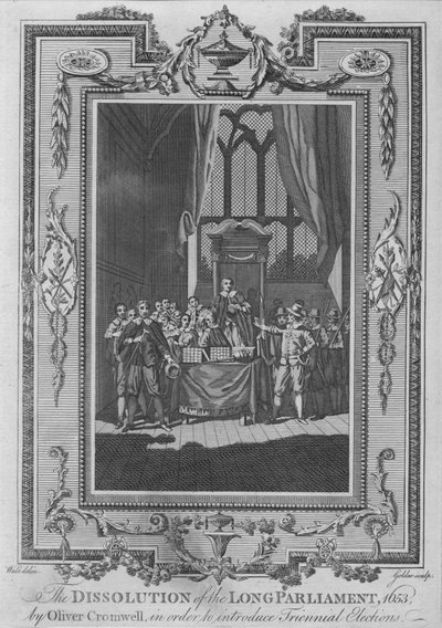 Die Auflösung des Langen Parlaments, 1653, durch Oliver Cromwell, um das Triennalgesetz einzuführen von John Goldar