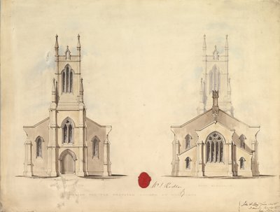 Entwurf für die vorgeschlagene Kirche in Middlesborough, 1837 von John Greenwood
