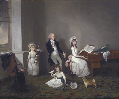 John Richard Comyns von Hylands Essex, mit seinen Töchtern, 1775 von John Greenwood