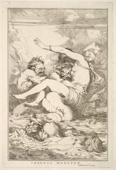Eifersüchtiges Monster aus Fünfzehn Radierungen Sir Joshua Reynolds gewidmet, 8. Dezember 1778 von John Hamilton Mortimer