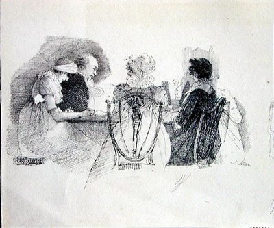 Eine Versammlung an einem Tisch (Detail) von John Harden