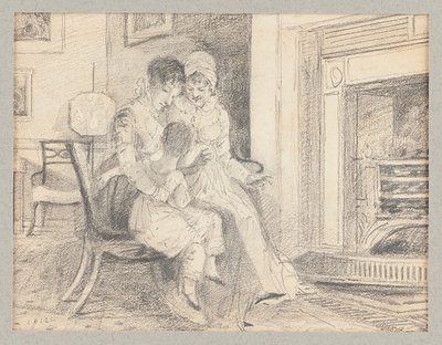 Drei am Feuer, mit John W im Alter von 3 Jahren, 1812 von John Harden