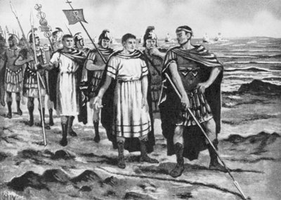 Konstantin zeichnet die Grenzen der neuen Hauptstadt (Lithografie) von John Harris Valda