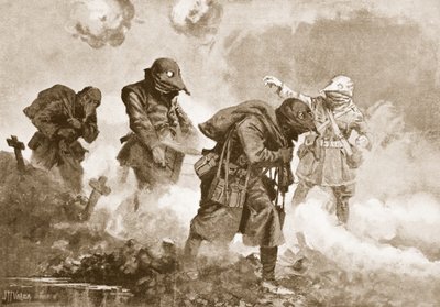 Zweiter Leutnant (vorübergehender Hauptmann) E.M. Allfrey leitet die Versorgung der Truppen mit Munition, Verpflegung und Wasser während eines Gasangriffs von John Harris Valda