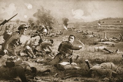 Sergeant B.C. Shea, der seine Männer nach einer schweren Verwundung anfeuert von John Harris Valda