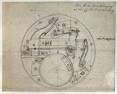 Zeichnung des Layouts der Bewegung des H4-Chronometers von John Harrison (1693-1776), um 1759 von John Harrison