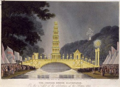 Die chinesische Brücke beleuchtet in der Nacht der Friedensfeier von John Heaviside (after) Clark