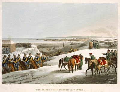 Die Alliierten vor Danzig im Winter, graviert von Matthew Dubourg aus 