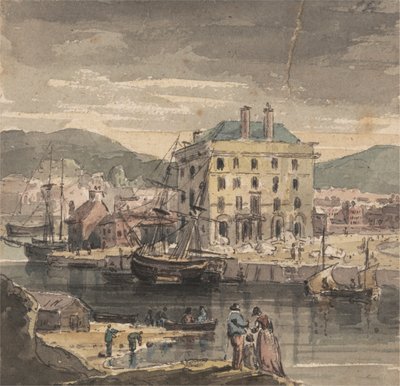 Weymouth: mit Figuren, Schiffen und Blick auf (?) das Zollhaus von John Henderson