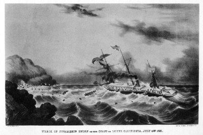 Das Wrack des Dampfschiffs Union an der Küste von Niederkalifornien, 1851, 1937 von John Henry Bufford