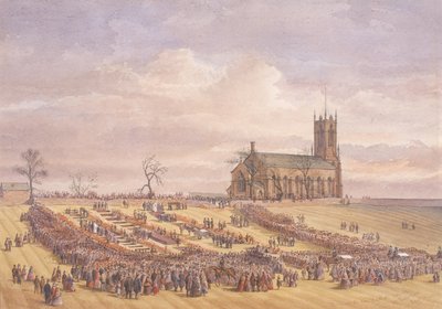 Beerdigung der Opfer des Hartley-Kohlengrubenunglücks auf dem Friedhof von Earsdon, 26. Januar 1862 von John Henry Leonard