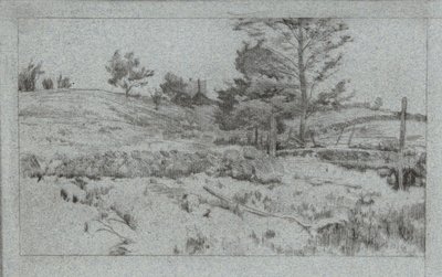 Landschaft mit Steinmauer (Skizze der Felder) von John Henry Twachtman
