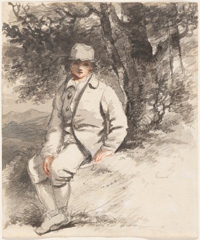 Ein junger Junge sitzt unter einem Baum von John Hoppner