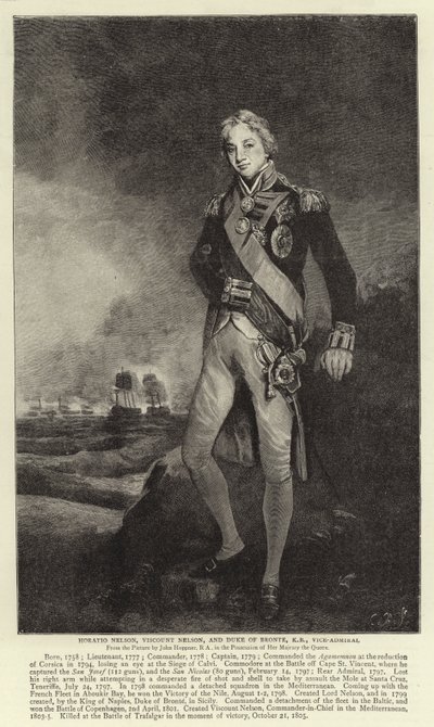 Horatio Nelson, Viscount Nelson und Herzog von Bronte, KB, Vizeadmiral von John Hoppner