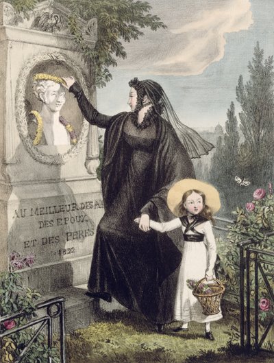 Der Friedhof von Pere Lachaise, gedruckt von Charles Joseph Hullmandel, veröffentlicht 1822 von John James Chalon