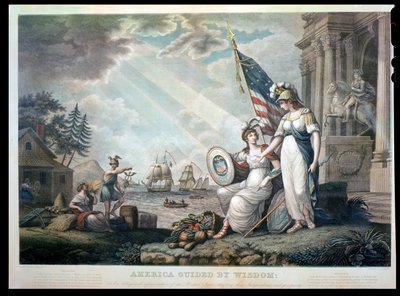 Amerika geführt von Weisheit, 1815 (graviert von Benjamin Tanner) von John James after Barralet