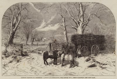 Weihnachtsbündel verladen, eine Szene in Chessington, nahe Epsom von John Jessop Hardwick