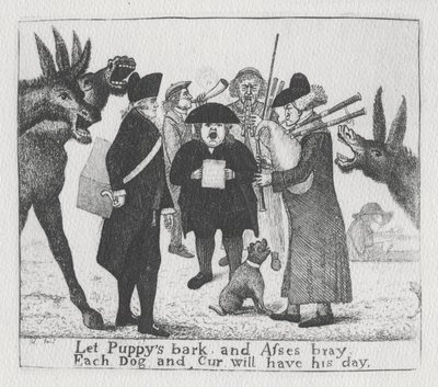 Lass die Welpen bellen und die Esel schreien, jeder Hund und Köter wird seinen Tag haben, 1784 von John Kay