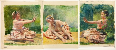 Siva-Tanz: Triptychon von sitzenden Einzelfiguren von John La Farge