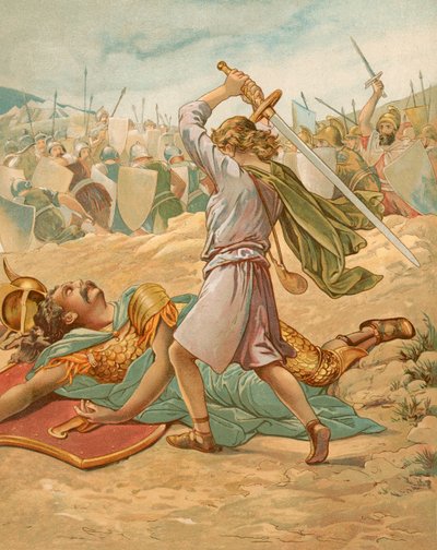 David kurz vor der Tötung Goliaths von John Lawson
