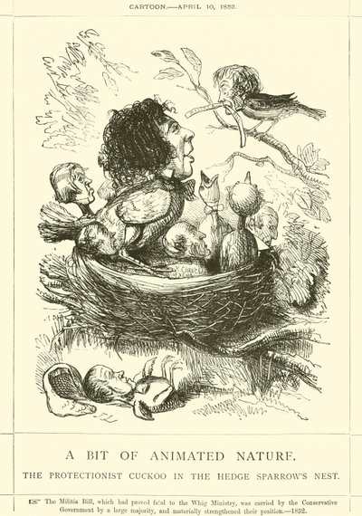 Ein Stück belebte Natur, der Protektionist Kuckuck im Nest der Hecken-Spatzen von John Leech