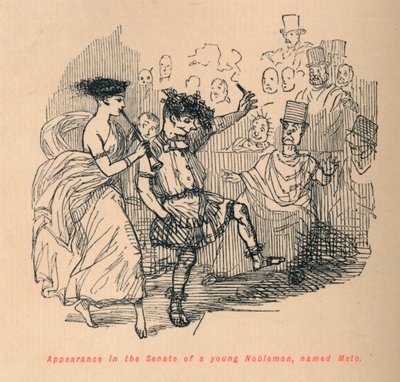 Auftritt im Senat eines jungen Adligen namens Meto, 1852 von John Leech