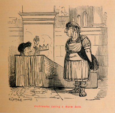 Archimedes nimmt ein warmes Bad, 1852 von John Leech