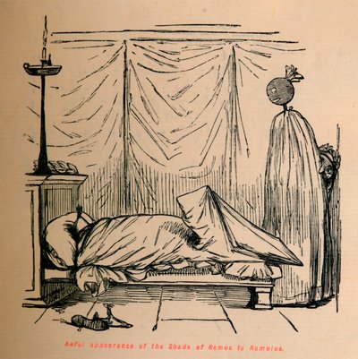 Schrecklicher Auftritt des Schattens von Remus zu Romulus von John Leech